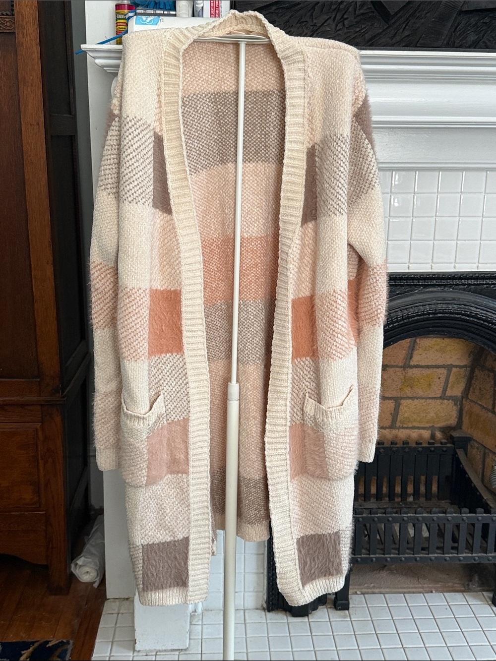 Open-Front Cardigan Sweater - Cream & Blush- soft as butter- worn about 3 times